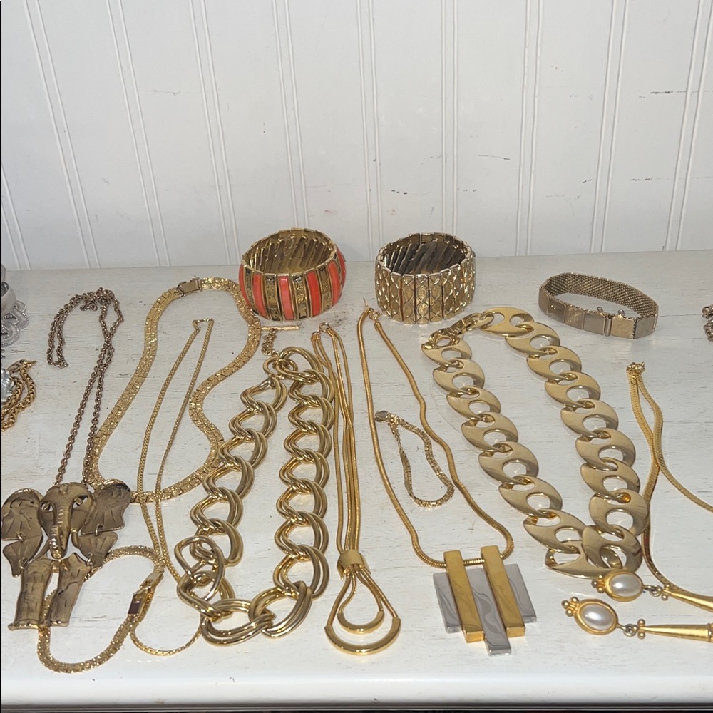 Lot MCM Gold Tone Necklaces earrings bracelets Avon unmarked